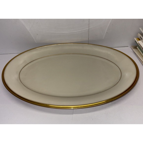 Lenox Eternal 14" oval serving platter‎ cream gold - Picture 1 of 5